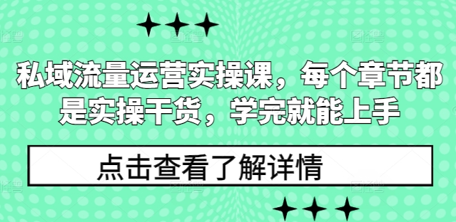 私域流量运营实操课，每个章节都是实操干货，学完就能上手-鑫梵淘