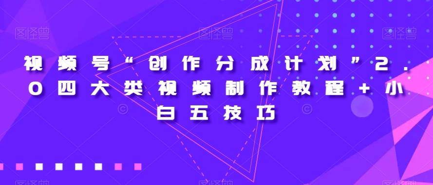 视频号“创作分成计划”2.0四大类视频制作教程+小白五技巧【揭秘】-鑫梵淘