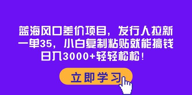蓝海风口差价项目，发行人拉新，一单35，小白复制粘贴就能搞钱！日入30...-鑫梵淘