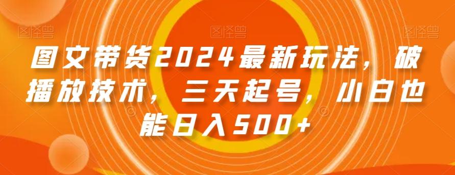 图文带货2024最新玩法，破播放技术，三天起号，小白也能日入500+【揭秘】-鑫梵淘