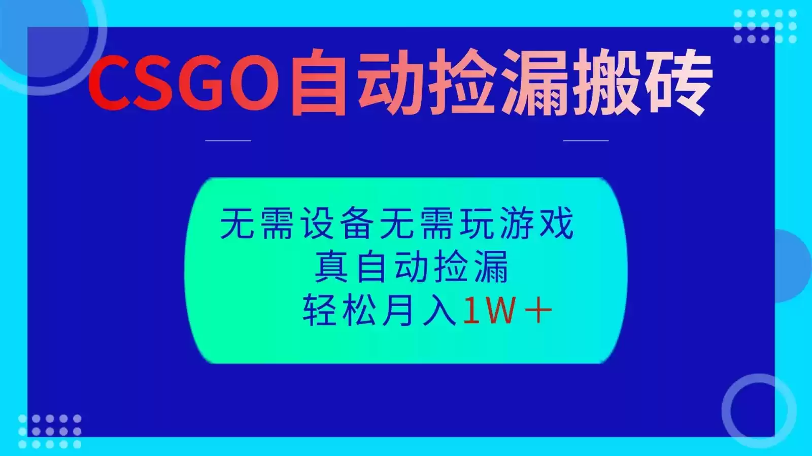 CSGO自动捡漏搬砖，当天操作当天见结果，无需了解游戏，包教包会包落地-鑫梵淘