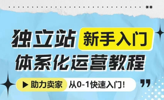 独立站新手入门体系化运营教程，助力独立站卖家从0-1快速入门!-鑫梵淘
