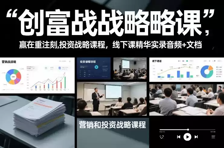 创富战略课，赢在重注时刻，营销和投资战略课程，线下课精华实录音频+文档-鑫梵淘