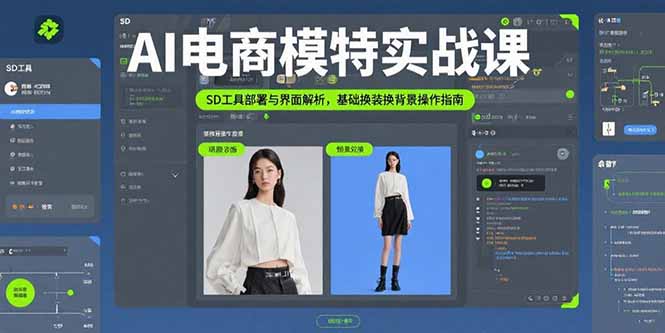 AI电商模特实战课，SD工具部署与界面解析，基础换装换背景操作指南-鑫梵淘