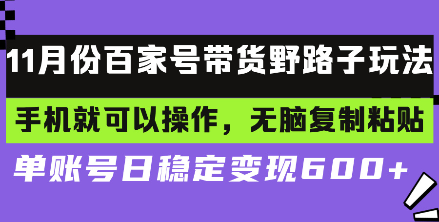 百家号带货野路子玩法 手机就可以操作，无脑复制粘贴 单账号日稳定变现...-鑫梵淘