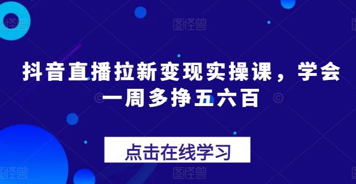 抖音直播拉新变现实操课，学会一周多挣五六百-鑫梵淘