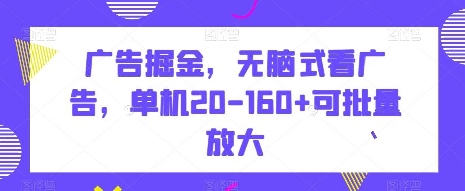 广告掘金，无脑式看广告，单机20-160+可批量放大【揭秘】-鑫梵淘