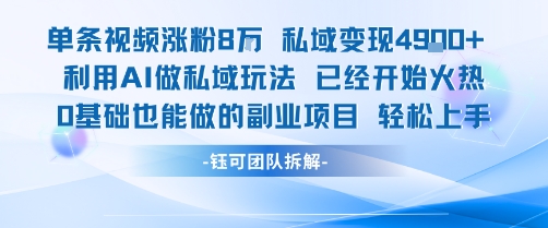 单条视频私域变现4.9k+利用AI做私域玩法 已经开始火热0基础也能做的副业项目轻松上手-鑫梵淘