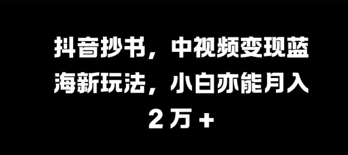 抖音抄书，中视频变现蓝海新玩法，小白亦能月入 过W【揭秘】-鑫梵淘