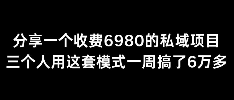分享一个外面卖6980的私域项目三个人用这套模式一周搞了6万多【揭秘】-鑫梵淘