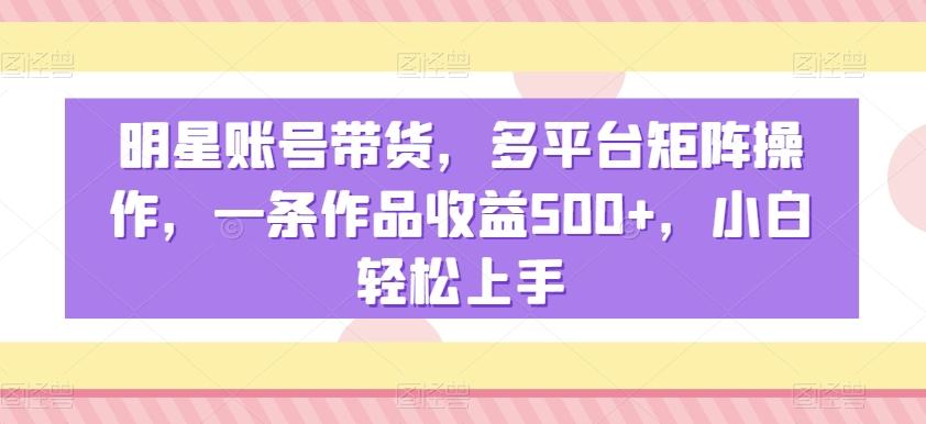 明星账号带货，多平台矩阵操作，一条作品收益500+，小白轻松上手【揭秘】-鑫梵淘