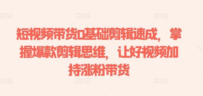 短视频带货0基础剪辑速成，掌握爆款剪辑思维，让好视频加持涨粉带货-鑫梵淘
