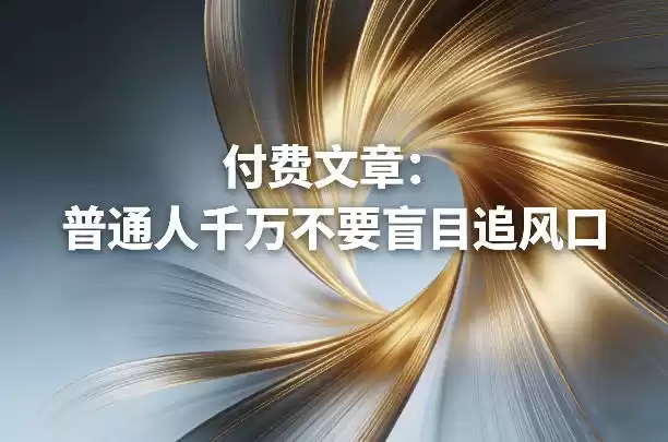 付费文章：普通人千万不要盲目追风口-鑫梵淘