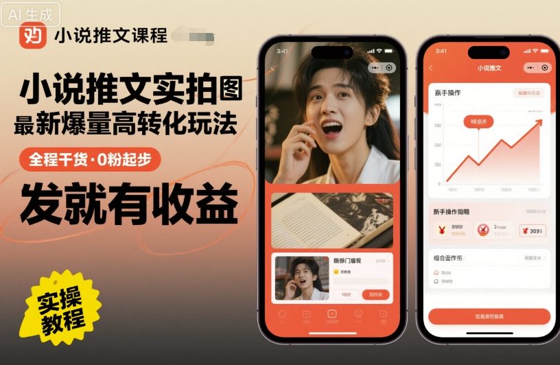 小说推文实拍双图文最新爆量高转化玩法，全程干货，0粉起步，发就有收益-鑫梵淘