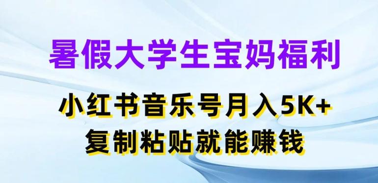 暑假大学生宝妈福利，小红书音乐号月入5000+，复制粘贴就能赚钱【揭秘】-鑫梵淘
