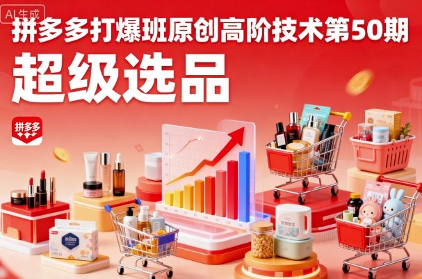 拼多多打爆班原创高阶技术第50期，超级选品-鑫梵淘