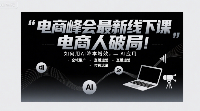 电商峰会最新线下课，电商人破局，如何用AI降本增效，AI应用-全域推广-直播运营-付费流量-鑫梵淘