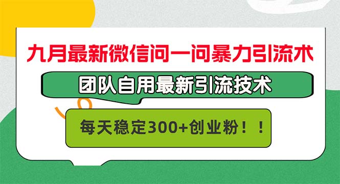 九月最新微信问一问暴力引流术，团队自用引流术，每天稳定300+创...-鑫梵淘