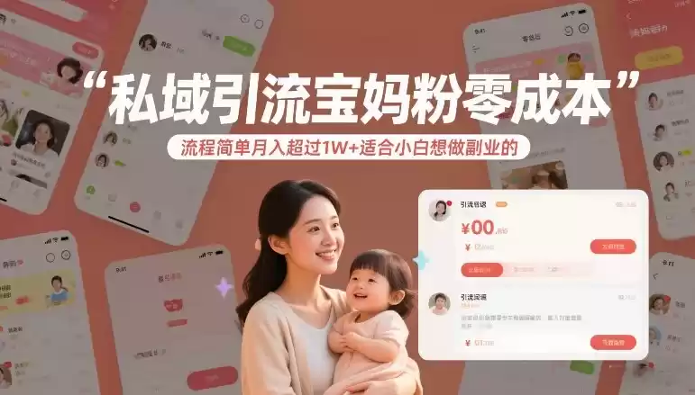 私域引流宝妈粉零成本流程简单月入超过1W+适合小白想做副业的-鑫梵淘