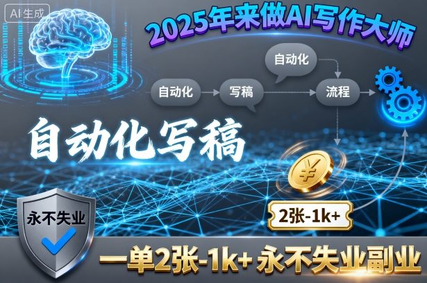 2025年来做AI写作大师，自动化写稿，一单2张-1k+，永不失业副业-鑫梵淘