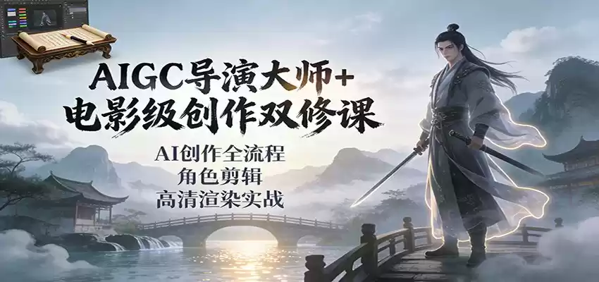 AIGC导演大师+电影级创作双修课：AI创作全流程、角色剪辑、高清渲染实战-鑫梵淘