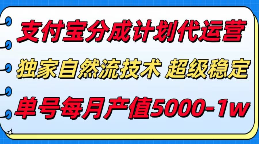 支付宝分成计划代运营，独家自然流技术，收益稳定，单号月产5000＋-鑫梵淘