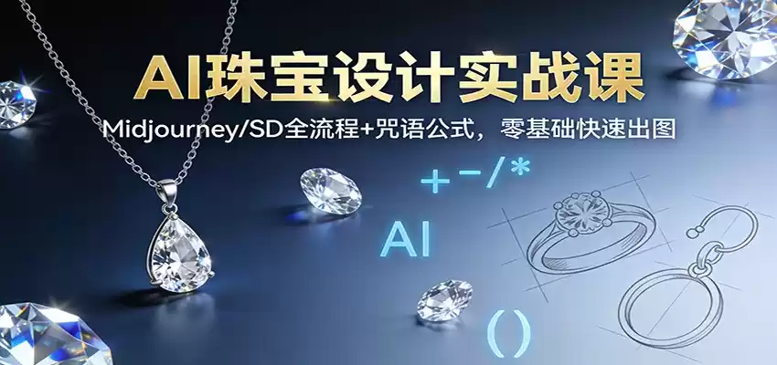 AI珠宝设计实战课：Midjourney/SD全流程+咒语公式，零基础快速出图-鑫梵淘