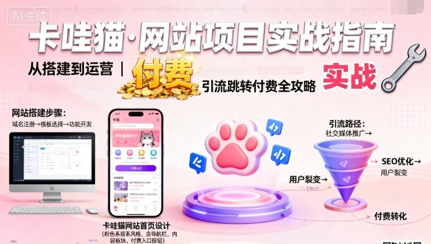 卡哇猫·网站项目，网站搭建与运营以及引流跳转付费-鑫梵淘