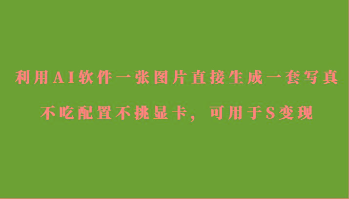 利用AI软件只需一张图片直接生成一套写真，不吃配置不挑显卡，可用于S变现-鑫梵淘