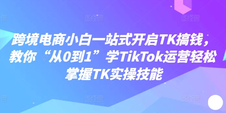 跨境电商小白一站式开启TK搞钱，教你“从0到1”学TikTok运营轻松掌握TK实操技能-鑫梵淘