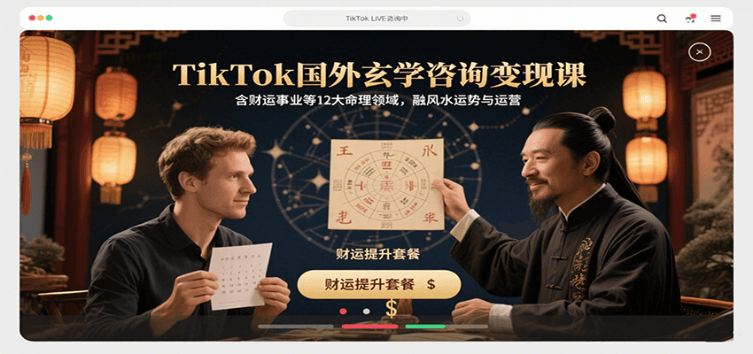 TikTok国外玄学咨询变现课，含财运事业等12大命理领域，融风水运势与运营-鑫梵淘