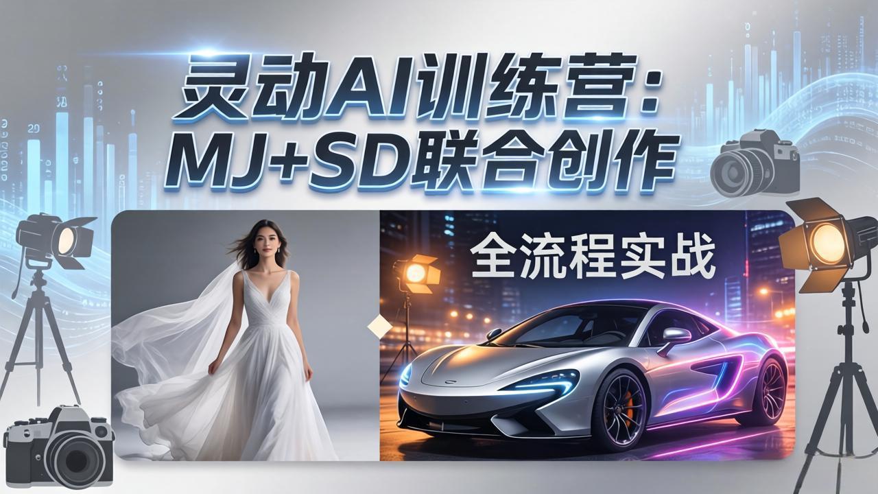 灵动AI训练营-3.0课程：MJ+SD联合创作，从婚纱大片到汽车广告，摄影后期全流程实战-鑫梵淘