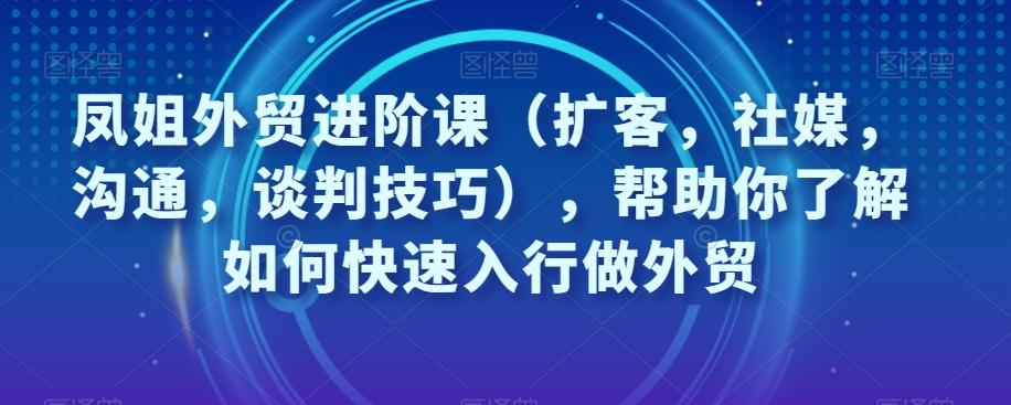 凤姐外贸进阶课（扩客，社媒，沟通，谈判技巧），帮助你了解如何快速入行做外贸-鑫梵淘