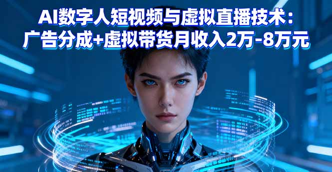 AI数字人短视频与虚拟直播技术：广告分成+虚拟带货月收入2万-8万元-鑫梵淘