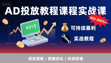 AD投放教程课程实战课，实现广告ROI300%+可持续暴利-鑫梵淘