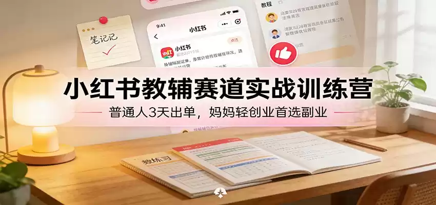 小红书教辅赛道实战训练营：普通人3天出单，妈妈轻创业首选副业-鑫梵淘