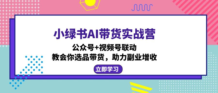 小绿书AI带货实战营：公众号+视频号联动，教会你选品带货，助力副业增收-鑫梵淘