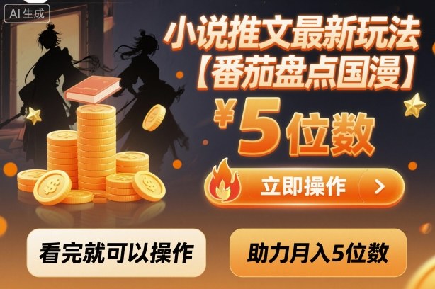 小说推文最新玩法，助力月入5位数【番茄盘点国漫】玩法，看完就可以操作-鑫梵淘