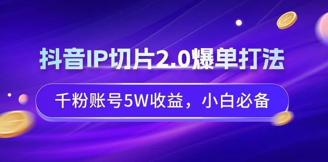 抖音IP切片2.0爆单打法，千粉账号5W收益，小白必备-鑫梵淘