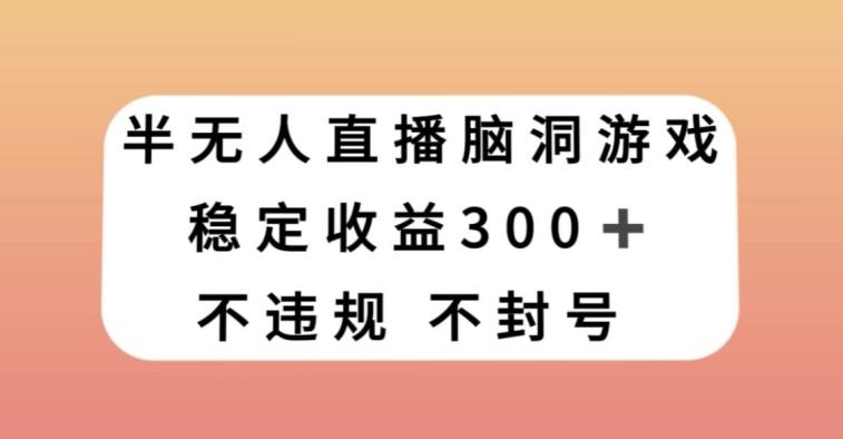 半无人直播脑洞小游戏，每天收入300+，保姆式教学小白轻松上手【揭秘】-鑫梵淘