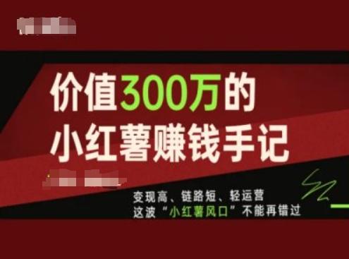 价值300万的小红书赚钱手记，变现高、链路短、轻运营，这波“小红薯风口”不能再错过-鑫梵淘