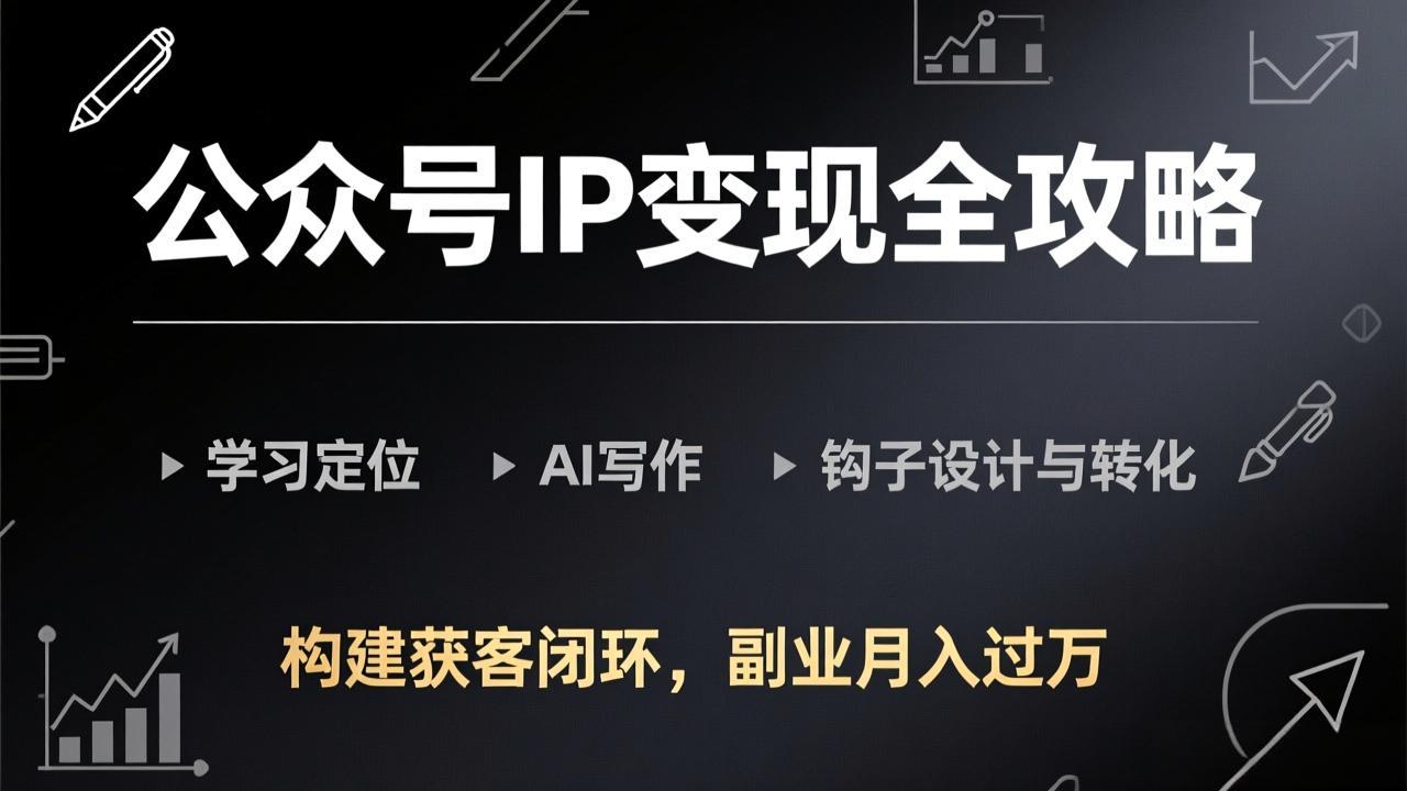 公众号IP变现全攻略-更新，学习定位、AI写作、钩子设计与转化，构建获客闭环，副业月入过万-鑫梵淘