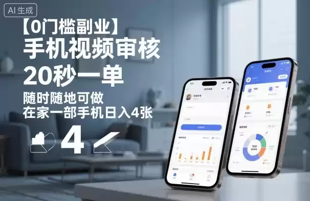 【0门槛副业】手机视频审核，20秒一单，随时随地可做，在家一部手机日入4张【揭秘】-鑫梵淘