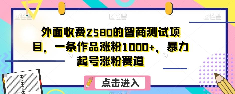 外面收费2580的智商测试项目，一条作品涨粉1000+，暴力起号涨粉赛道【揭秘】-鑫梵淘