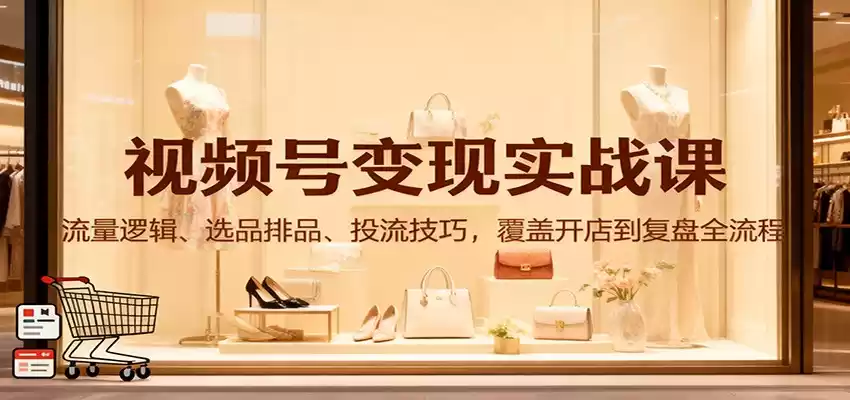 视频号变现实战课：流量逻辑、选品排品、投流技巧，覆盖开店到复盘全流程-鑫梵淘