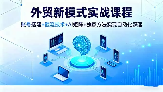 外贸新模式实战课程，账号搭建+截流技术+AI矩阵+独家方法实现自动化获客-鑫梵淘
