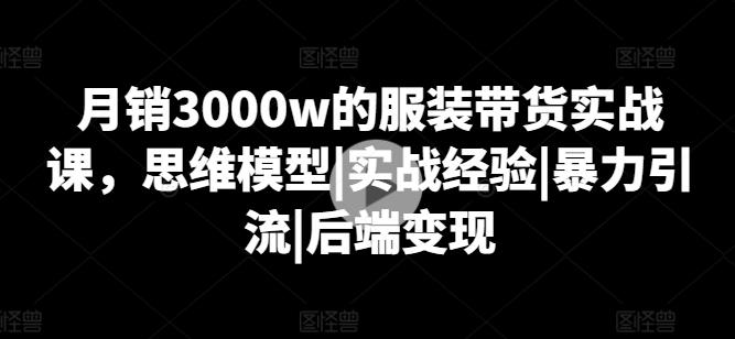 月销3000w的服装带货实战课，思维模型|实战经验|暴力引流|后端变现-鑫梵淘