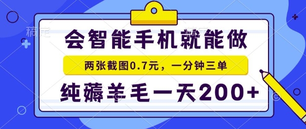 2025年零撸手机项目，二十秒一单，纯薅羊毛，一天200+做就有【揭秘】-鑫梵淘