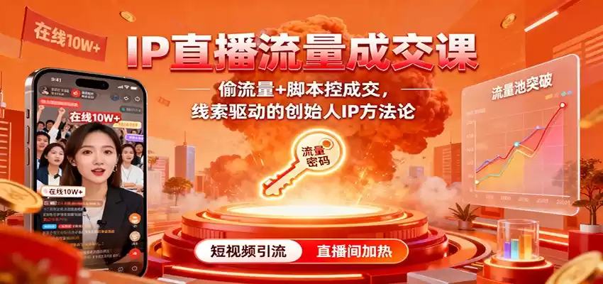 IP直播流量成交课：偷流量+脚本控成交，线索驱动的创始人IP方法论-鑫梵淘