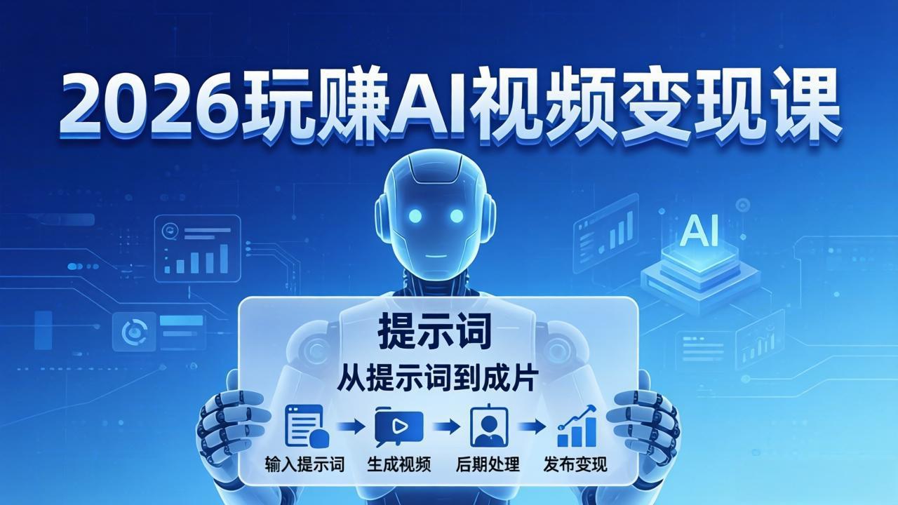 2026玩赚AI视频变现课：掌握 AI 视频全流程技能，从提示词到成片高效产出-鑫梵淘